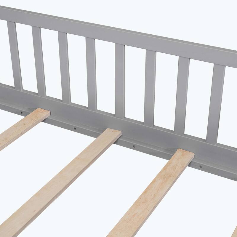 Durable Floor Platform Bed with Fence