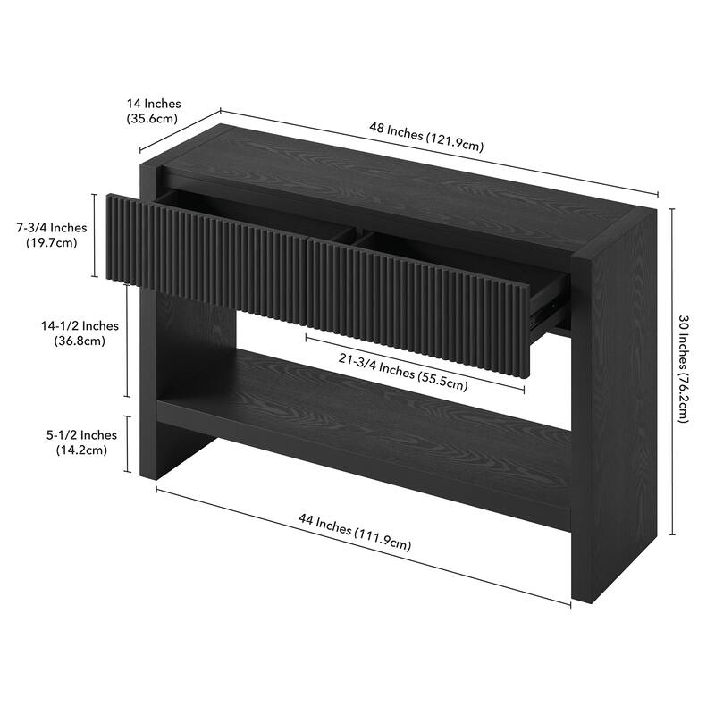 Manzanita 48" Wide Rectangular Solid Wood Fluted Console Table - 48" Wide
