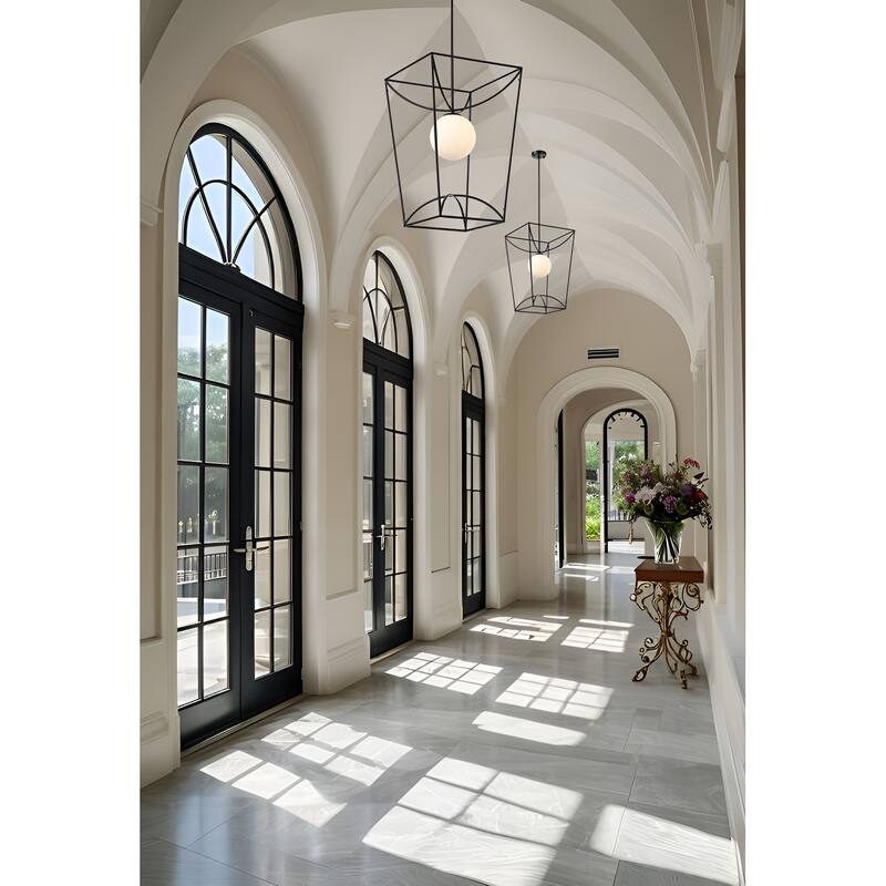 Rochefort Large 1-Light Black Globe Lantern Pendant Light