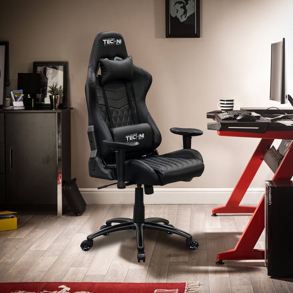 Topcraft Ergonomic High Back Racer Style PC Gaming Chair, Black