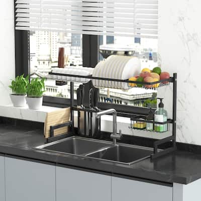 Adjustable Large Dish Drying Rack Metal Over the Sink Storage Kitchen - 33.6x12.4x20.5 inch