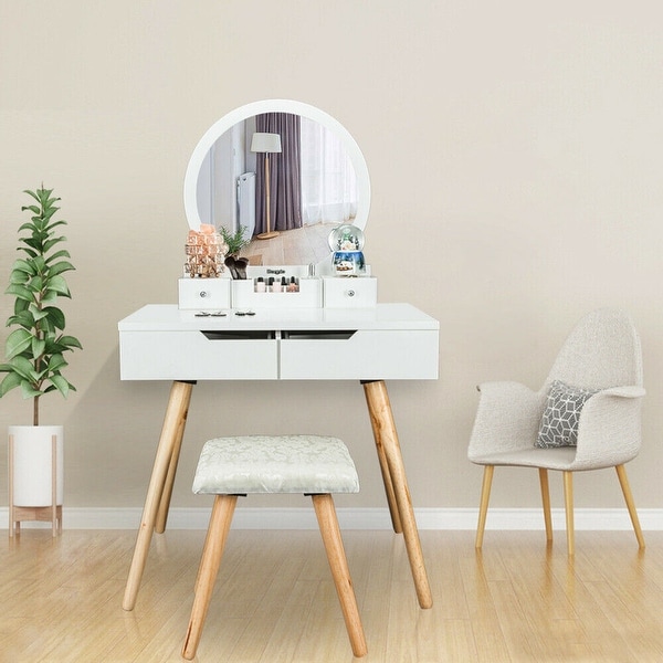 White and wood dressing table top