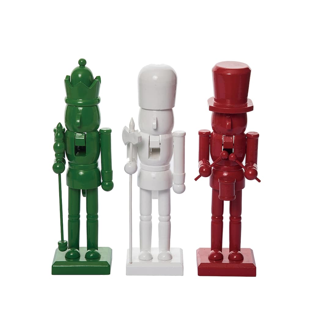 Transpac Large Wood Simple Nutcracker Set of 3 Christmas Home Decorations