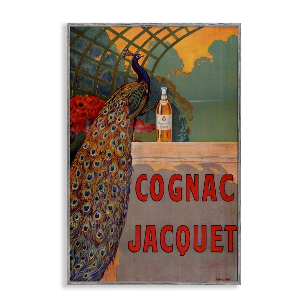 Stupell Vintage Cognac & Peacock Framed Giclee Art Design By Marcus Jules