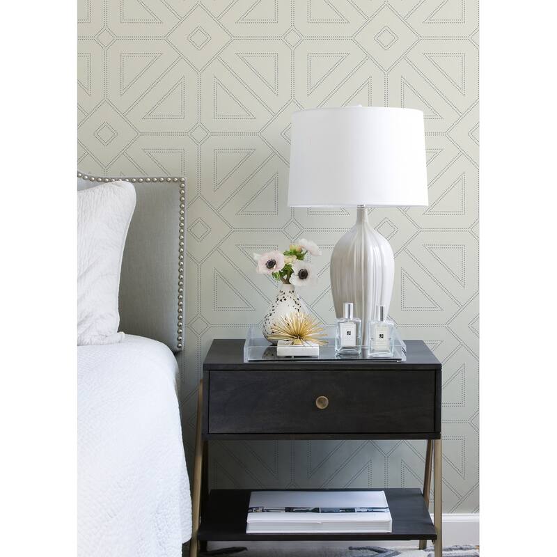 A-Street Prints Voltaire Grey Beaded Geometric Wallpaper