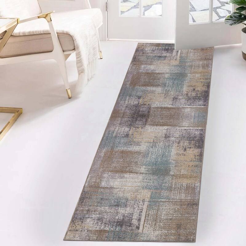 Superior Ara Patchwork Non-Slip Machine Washable Indoor Area Rug or Runner - 2' 7" x 8'