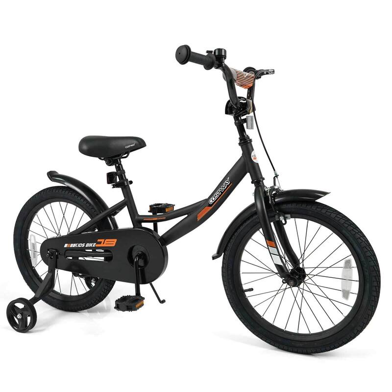 Costway 14" Kids Bike with Removable Training Wheels Adjustable Seat & - See Details - 18"-Black