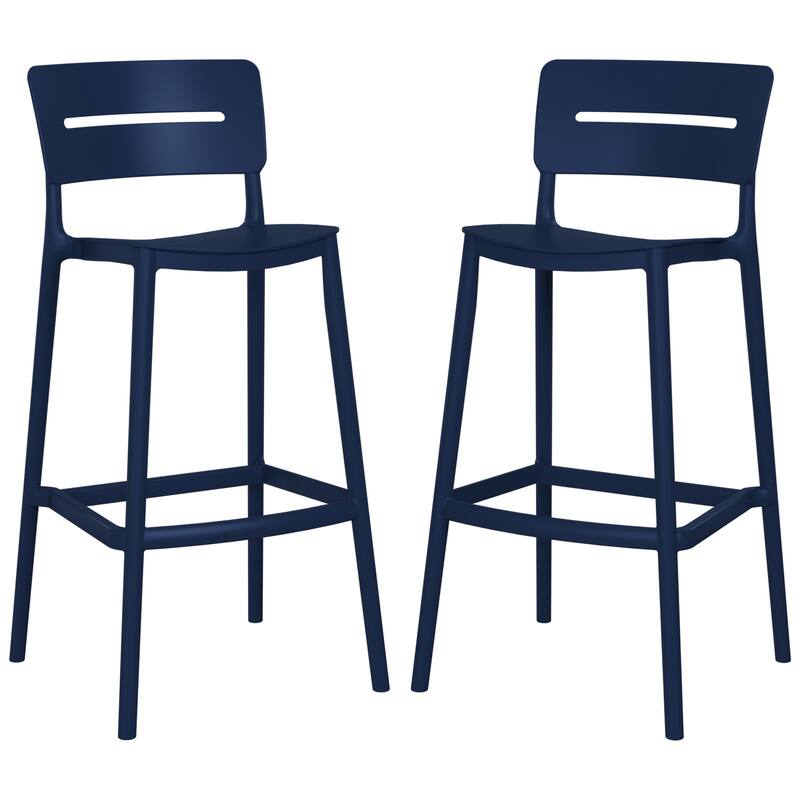 Frond and Form 29.5 Inch Outdoor Bar Stool (Set of 2) - Navy Blue