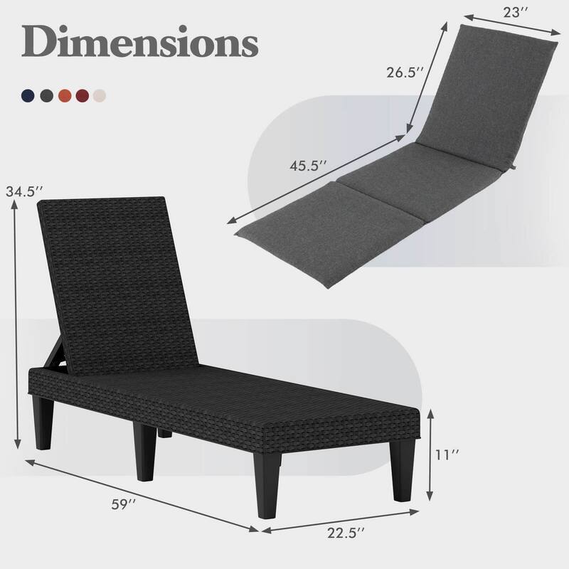 Costway Patio Lounge Chair Recliner Chair with 3-Position Adjustable - See Details