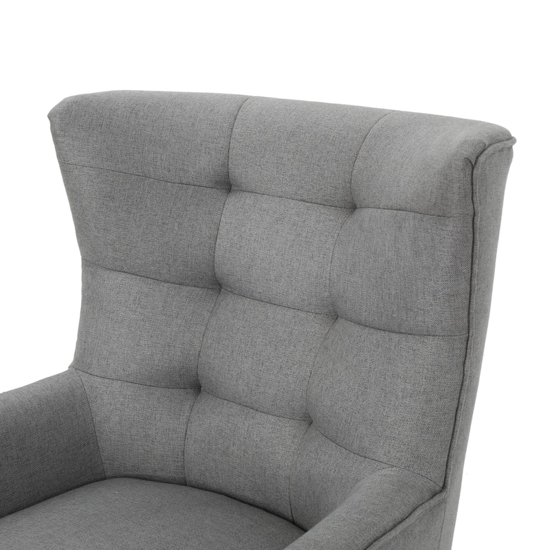 Roomfitters Mid-Century Modern Accent Chair with Tufted Back and Wood Legs, Upholstered Lounge Chair