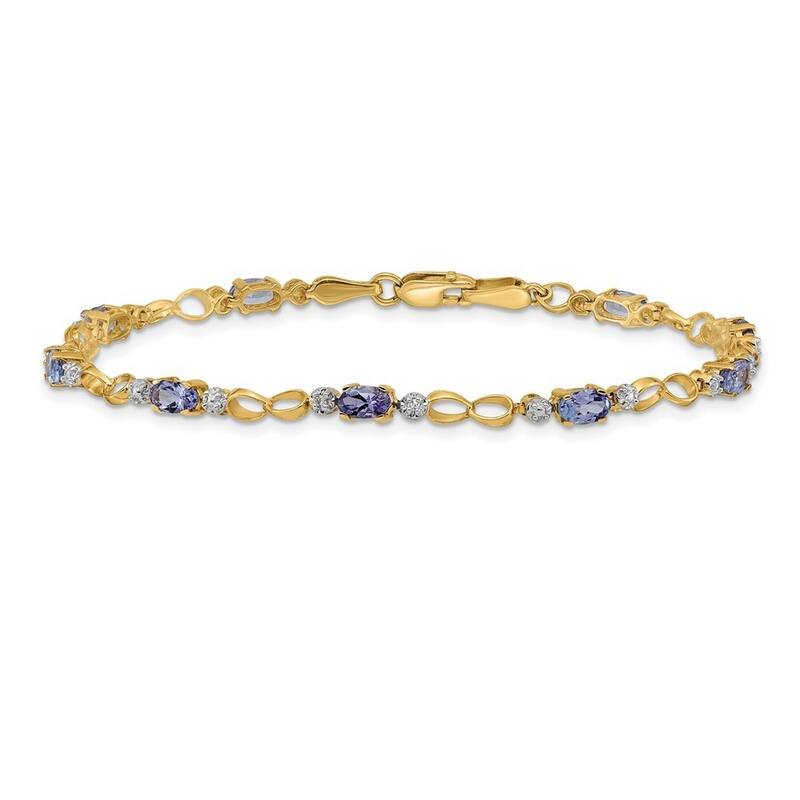 Curata 14k Open link Diamond Tanzanite Bracelet