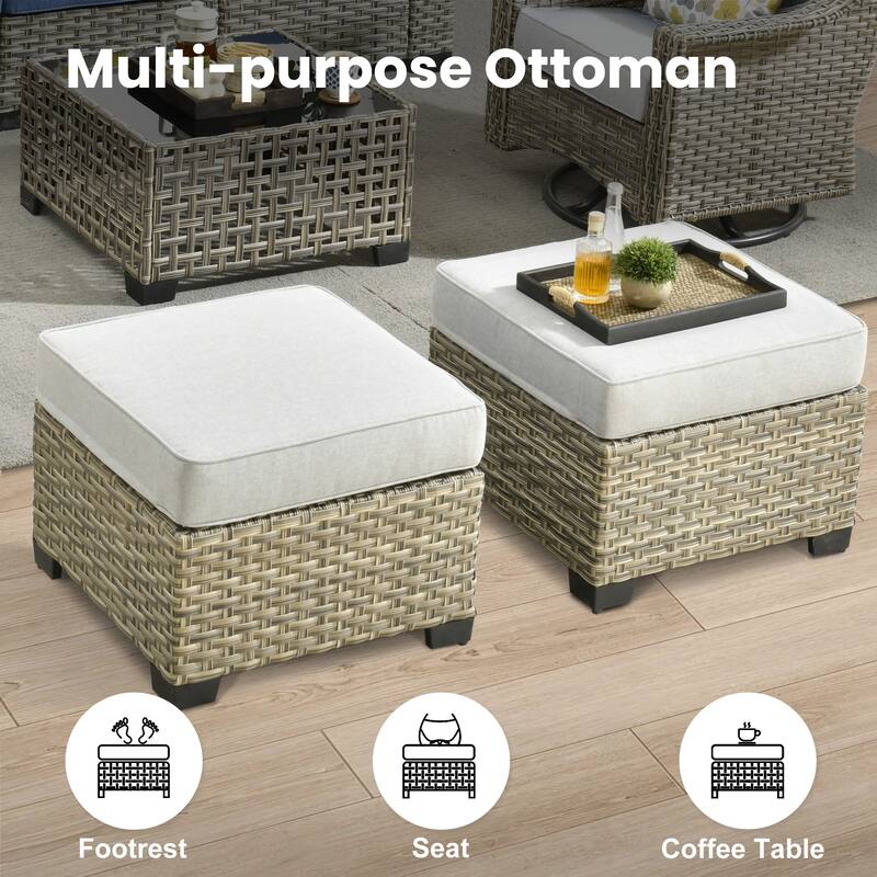 XIZZI 10-piece Patio Wicker Furniture Conversation Set with Fire Pit Table