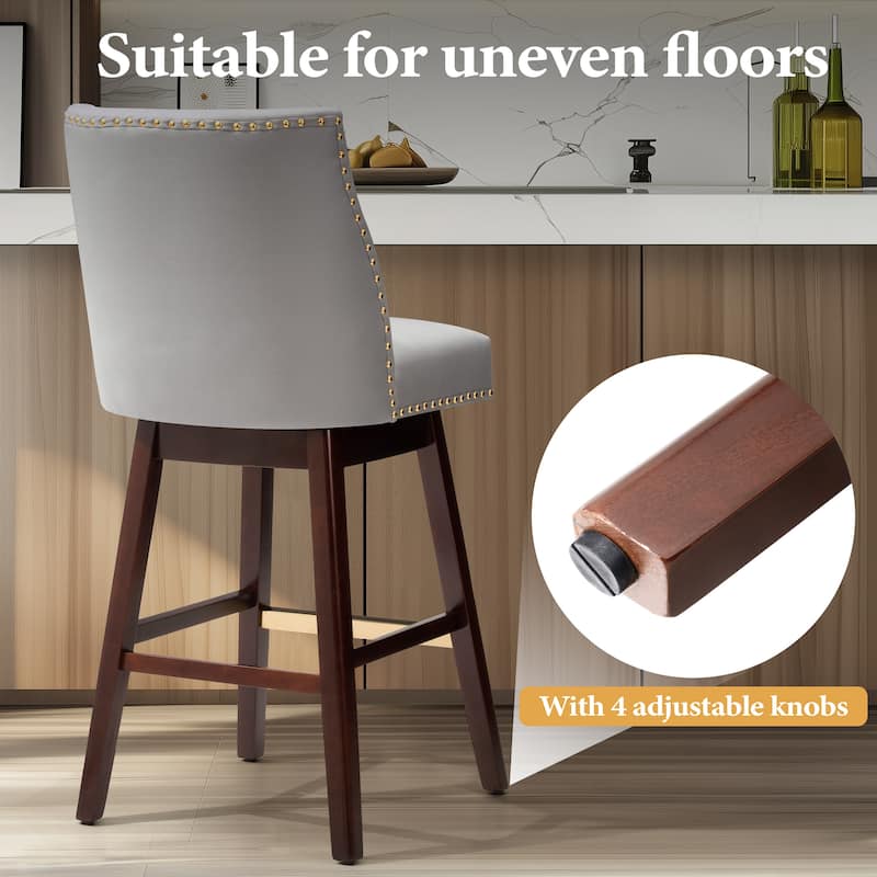 30.6'' H Indoor Solid Wood Swivel Bar Stool with Back Set of 2 or 4