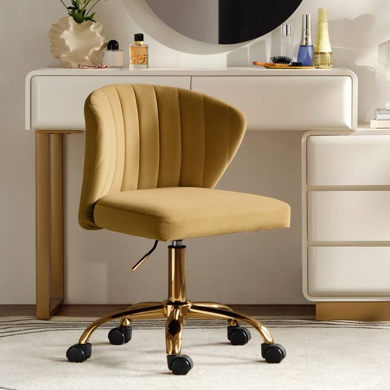 Ilia Modern Velvet Wingback 360 degree Ergonomic Office Task Chair with Channel Tufted Back by HULALA HOME