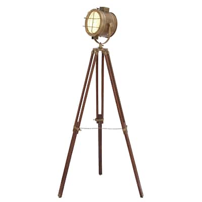 Wood Spotlight Floor Lamp - Brown - Roche River Decor