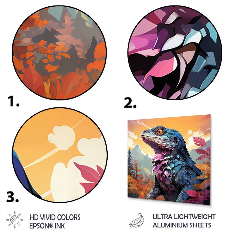 Designart "Salamander Reptile Portrait I" Reptile/Amphibianmetal Wall Art Orange Metal Wall Décor Modern Metal Art Work