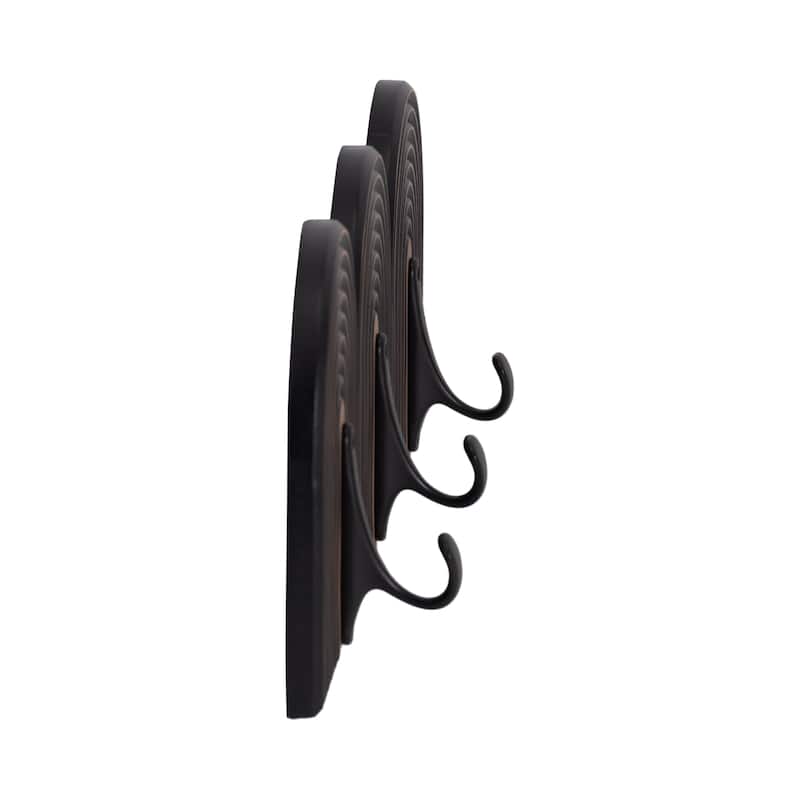 Sagebrook Home Elegant 19-inch Black 3-arch Wall Hooks - MDF and Iron, Chic Wall Storage Accessory - 19" x 2" x 7"