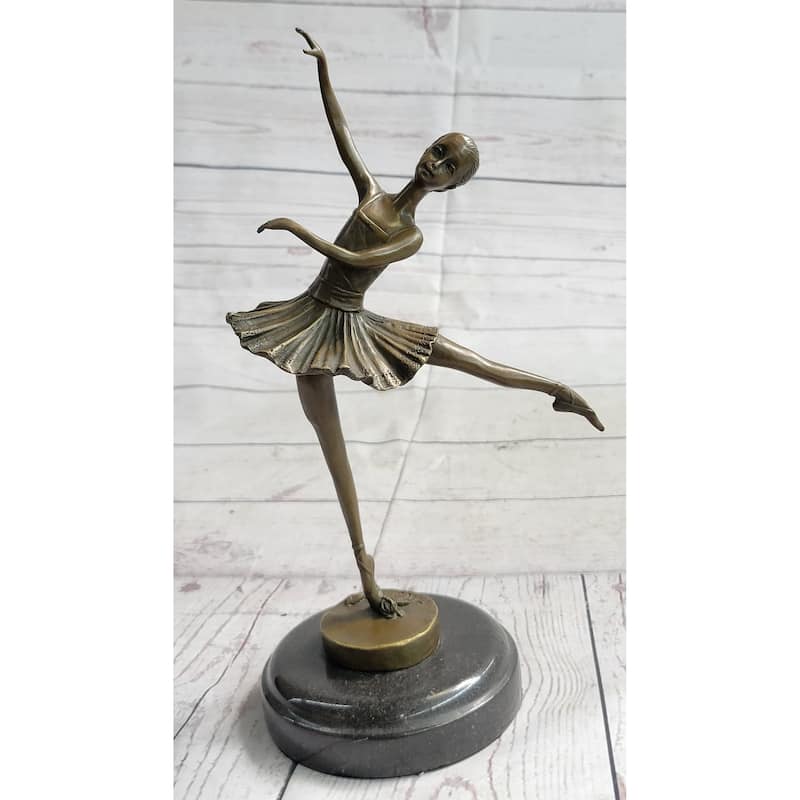 Ballerina Ballet Dancer Balancing On One Foot Bronze Figure Figurine Statue Sculpture