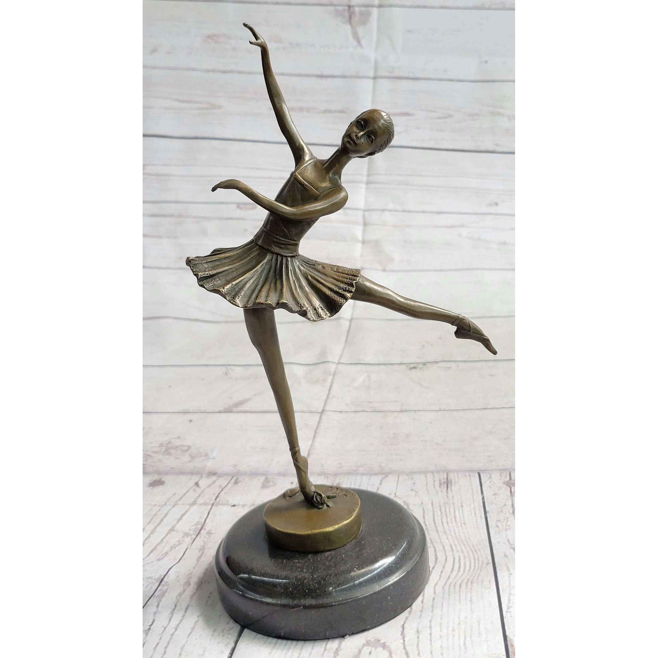 Ballerina Ballet Dancer Balancing On One Foot Bronze Figure Figurine Statue Sculpture