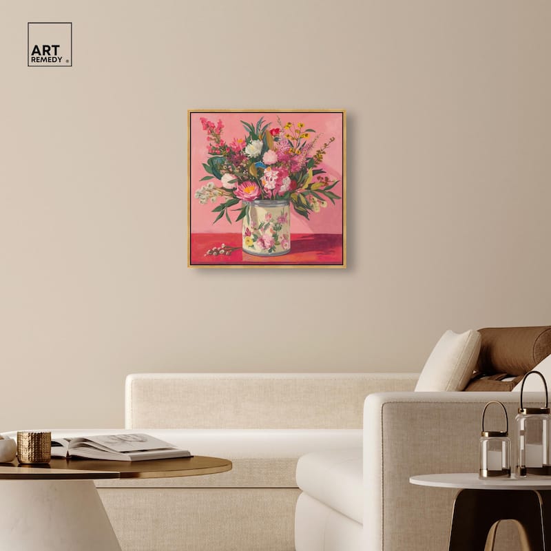 Pink Floral Tin Canvas by Art Remedy