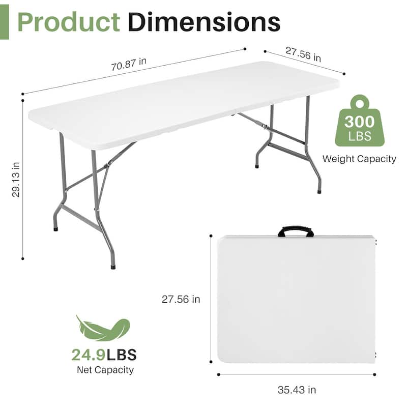 Outdoor Folding Dining Table Portable Plastic Desk with Carrying Handle for Camping Picnic