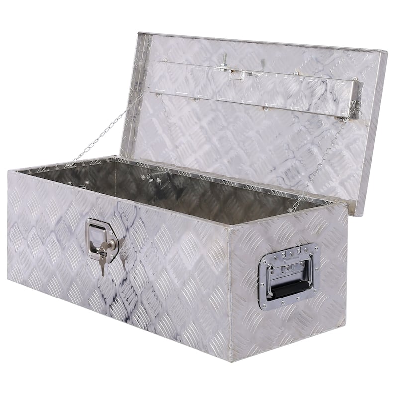 30 Inch Aluminum Truck Bed Toolbox Waterproof Storage Pick Up Truck Bed RV Trailer Toolbox With Side Handle Lock Keys
