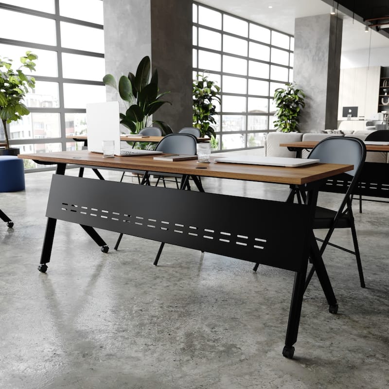 Commercial Nesting Flip Training Table with Steel Frame and Y-Legs - 23.5"W x 72"D x 30"H