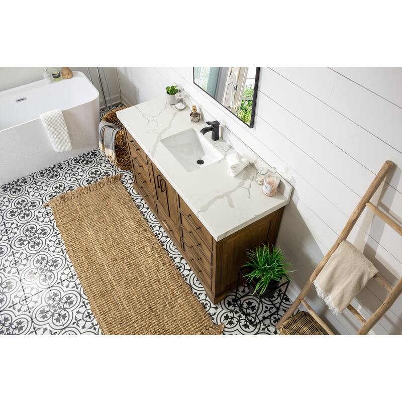 Willow Collections 60 in. W x 22 in. D Charlotte Teak Single Sink Bathroom Solid Teak Vanity with Countertop