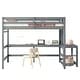 preview thumbnail 20 of 19, Full Size High Loft Bed with Built-in Desk and Ladders
