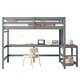 preview thumbnail 7 of 9, Grey Full Size Wood High Loft Bed with Built-in Desk