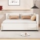 preview thumbnail 39 of 98, L-Shaped Backrest Daybed Upholstered Daybed Frame Classic Wood Slats Design with 2 Storage Drawers or Trundle, Full Size