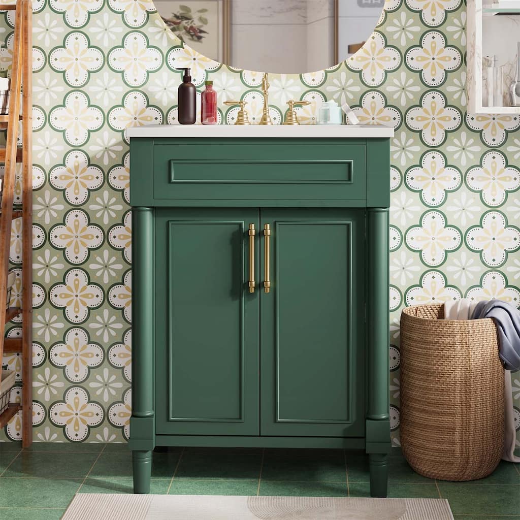 24" Bathroom Vanity with Integrated Ceramic Sink