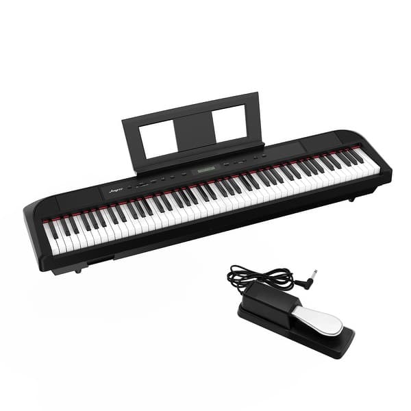 slide 2 of 8, Full Weighted Keyboard Piano 88 Keys With Built-In Speakers, Portable Power Supply Black - 51x14.5x8in