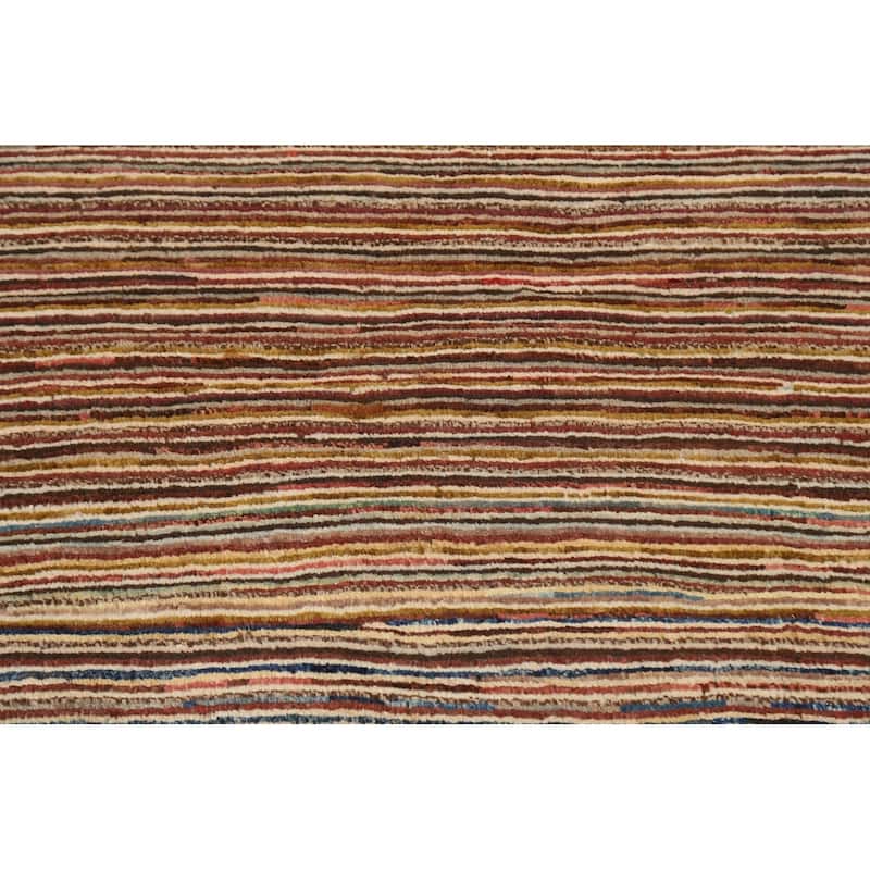 Contemporary Striped Gabbeh Kashkoli Area Rug Wool Hand-knotted Carpet - 2'6" x 4'1"