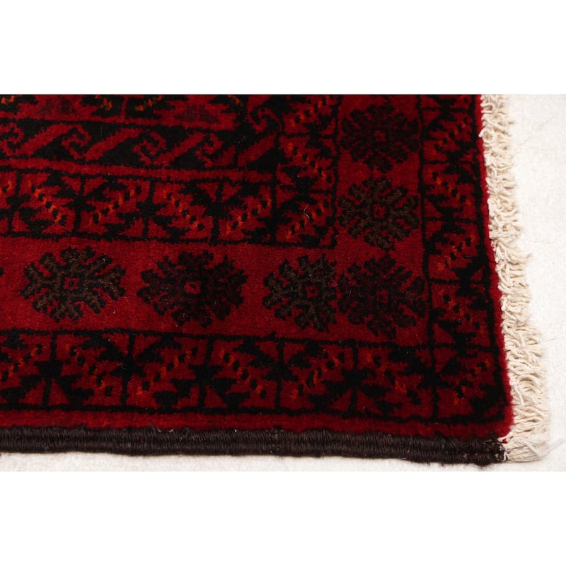 ECARPETGALLERY Hand-knotted Teimani Red Wool Rug - 3'7 x 7'7