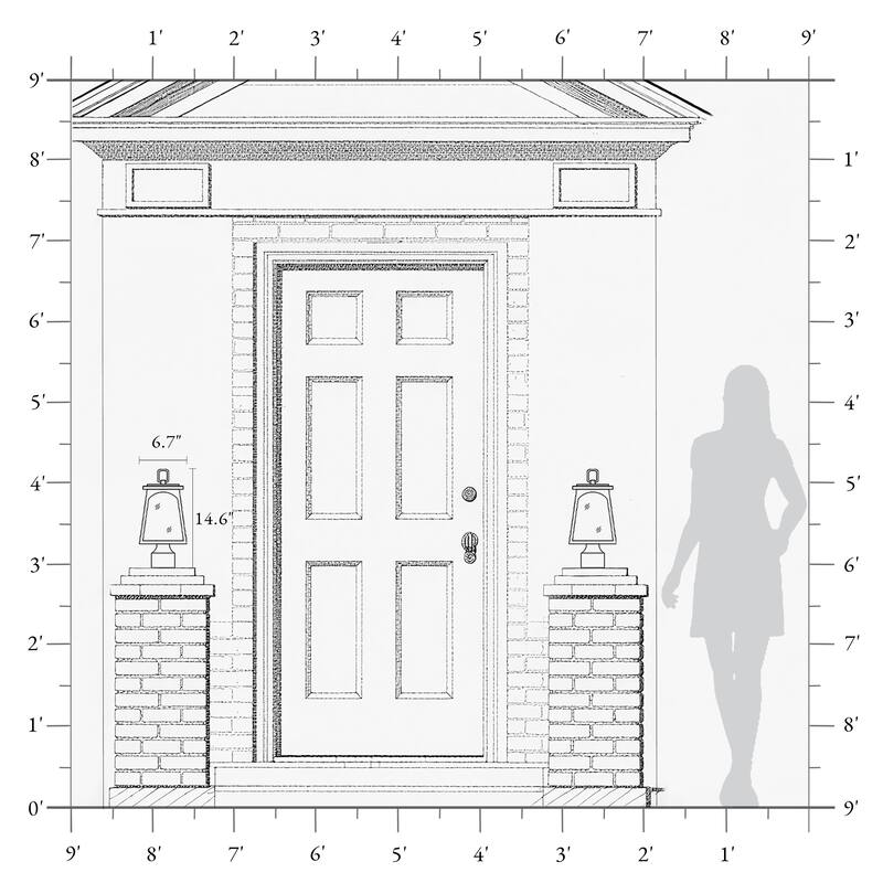 Modern Farmhouse 1-Light Outdoor Post Light Black Lantern with Water Ripple Clear Glass - W 6.7" x H 14.6"