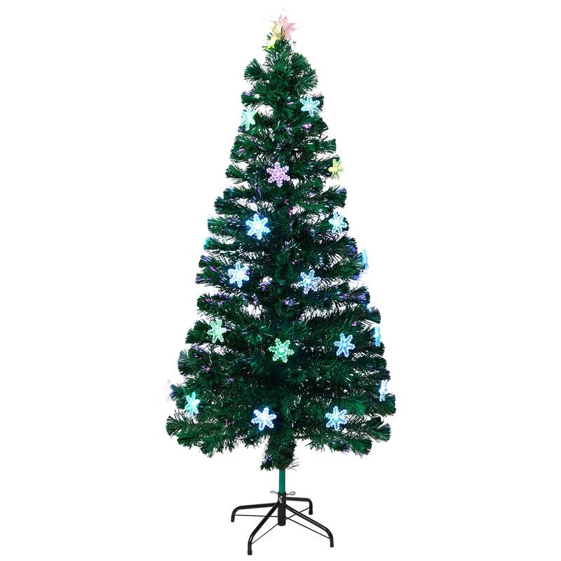 Pre-Lit Fiber Optic Snowflake Artificial Christmas Tree - 5' - Multi LED Lights