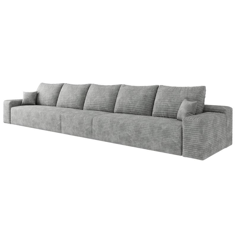 Oversized Deep Seat Sofa Modular Straight Row Sectional Couch Corduroy Upholstered Compression Sofa for Living Room