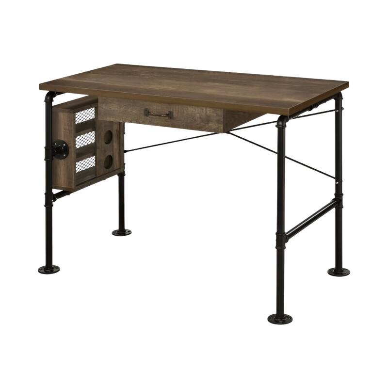 39” Rectangular Wood Writing Desk with Drawer and 3-Tier Shelf Small Modern Table for Bedroom or Living Room