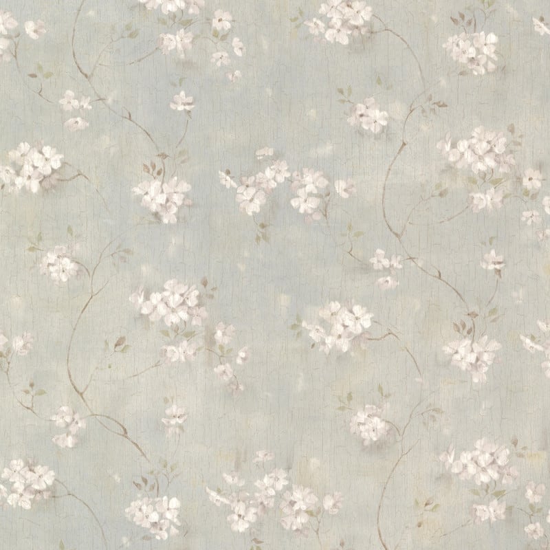 Chesapeake Dixie Aqua Floral Trail Wallpaper - 20.5in x 396in x 0.025in