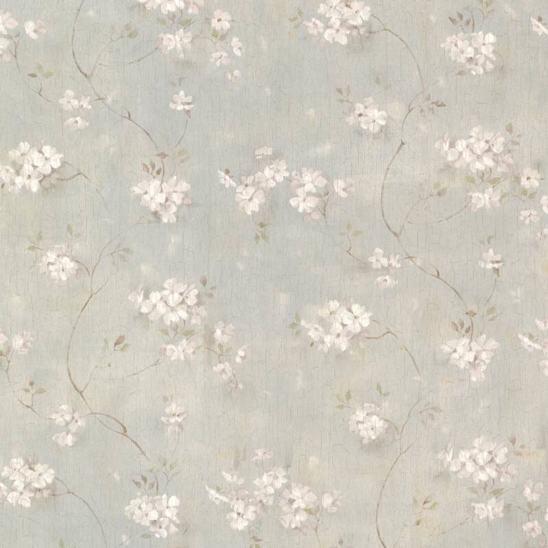 Chesapeake Dixie Aqua Floral Trail Wallpaper - 20.5in x 396in x 0.025in