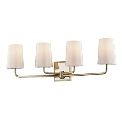 Simone Silver Leaf Polished Nickel Vanity Light with Opal Glass Shades