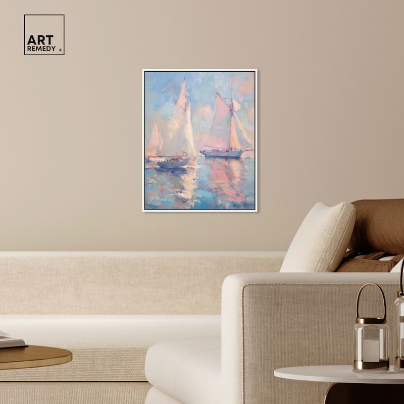 Art Remedy Set Sail Framed Sailing 1 Piece Canvas Wall Art