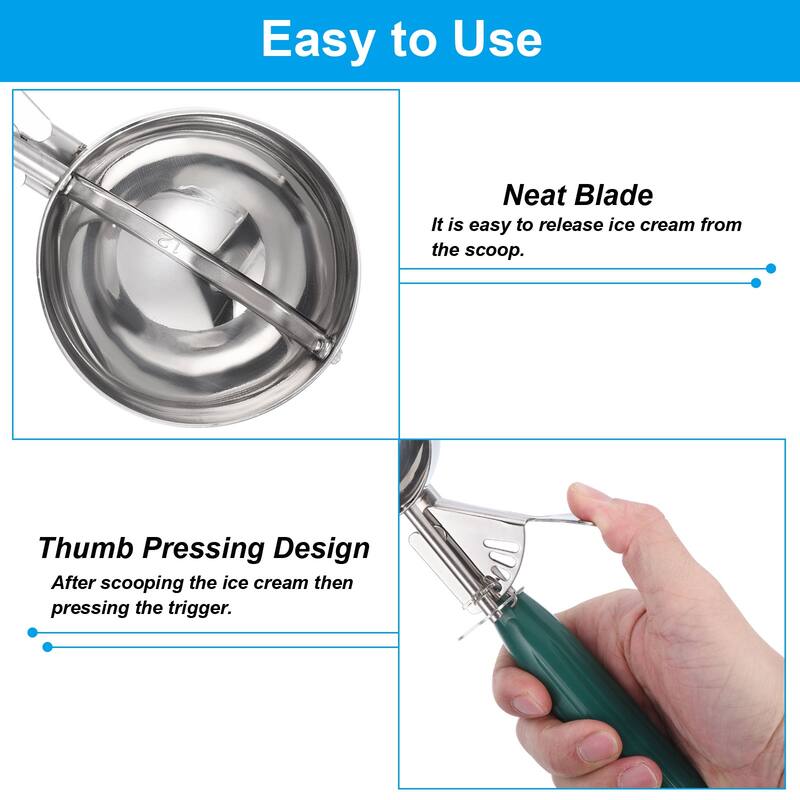 2.6 Ounce Ice Cream Scoop with Trigger, Portion Cookie Scoop, Green