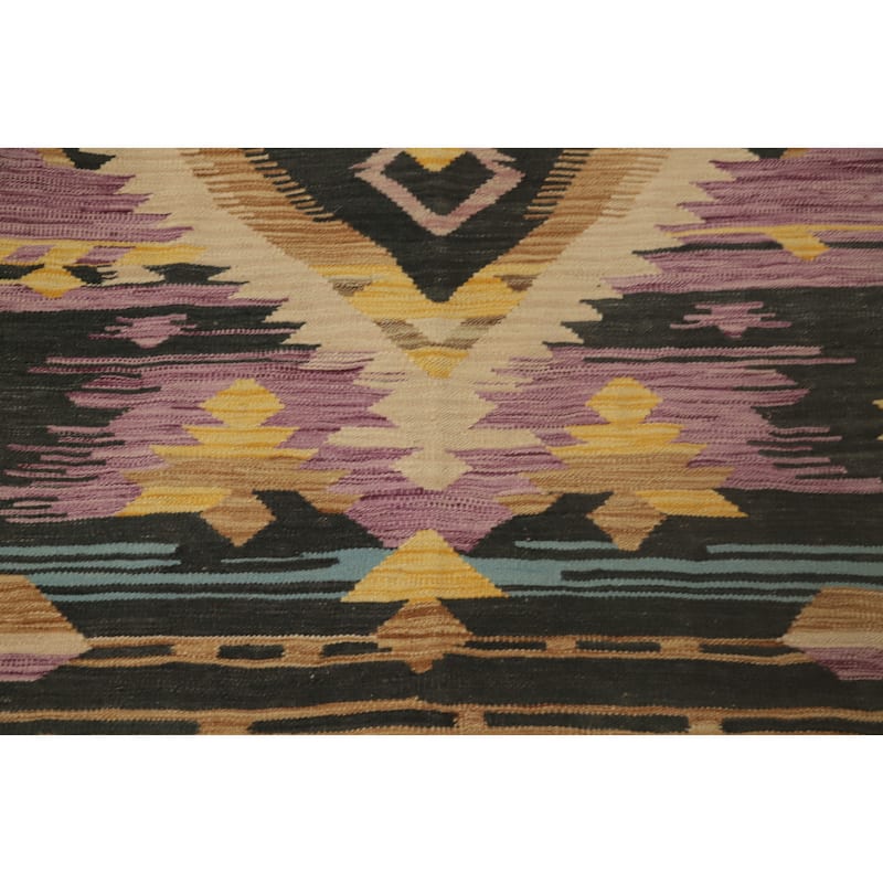 Hand Woven Oriental 100% Wool Carpet Southwestern Tribal Purples Kilim Area Rug - 5' 0'' X 3' 3''