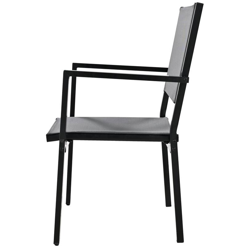 7 Pcs Outdoor Steel Dining Table and Chair Set, All Weather Patio Furniture Set with Rectangular Table and 6 Dining Chair
