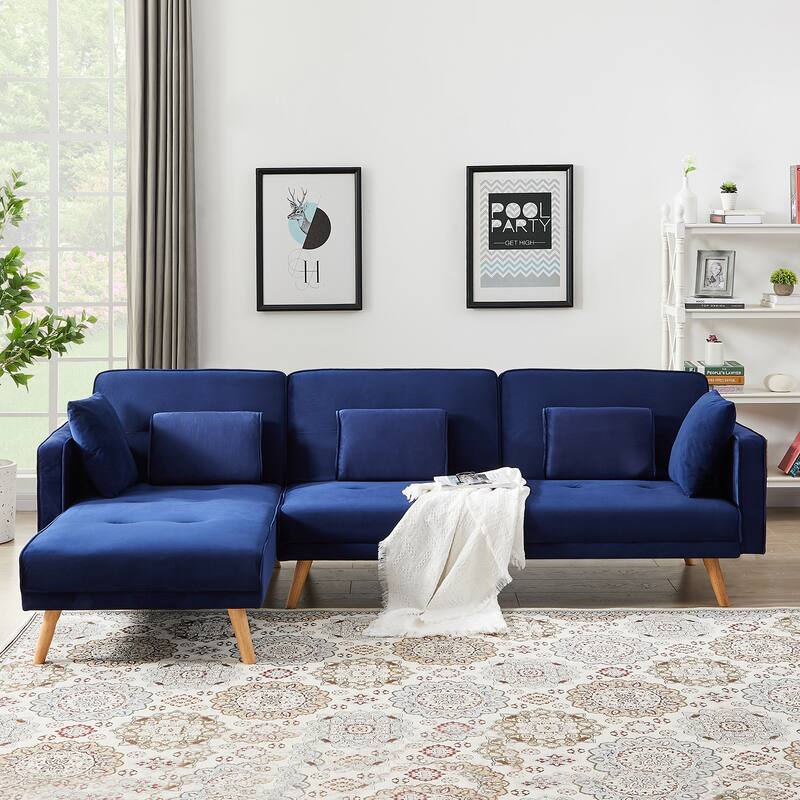 Variable bed sofa living room folding sofa - Blue