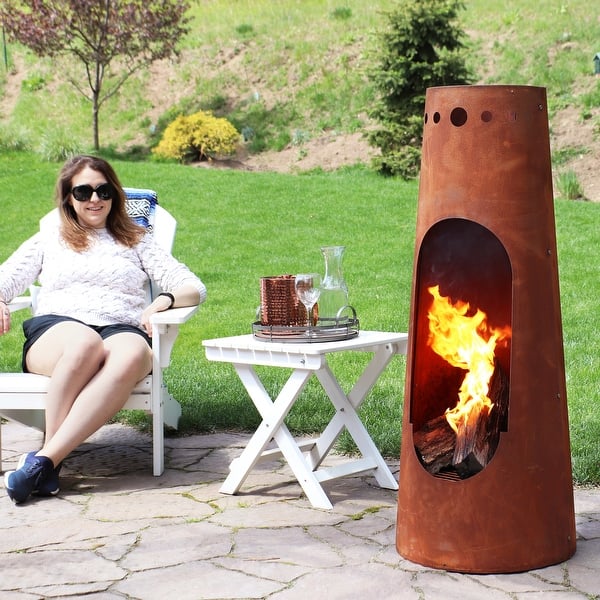 Sunnydaze Santa Fe Steel Wood-Burning Chiminea with Rustic Finish - 50-Inch Sunnydaze Santa Fe Steel Wood-Burning Chiminea with Rustic Finish - 50-Inch