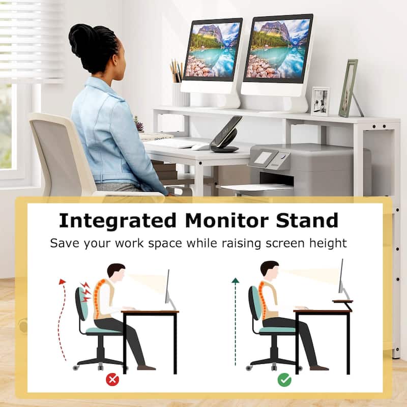Costway 66" Computer Workstation with Monitor Stand CPU Stand Printer - See Details