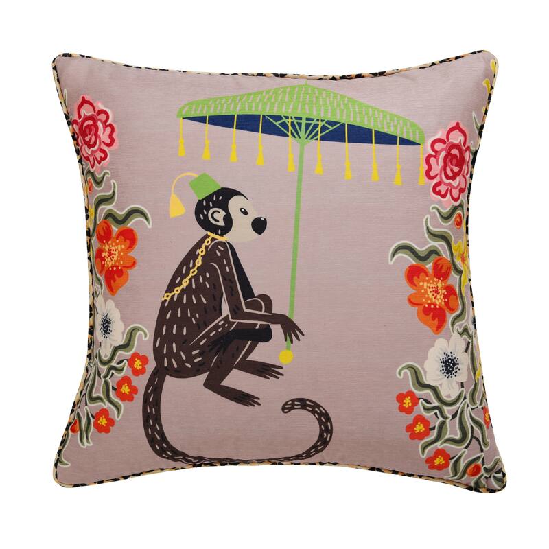 StyleCraft Maharaja Monkey Left Side Throw Pillow - Blush